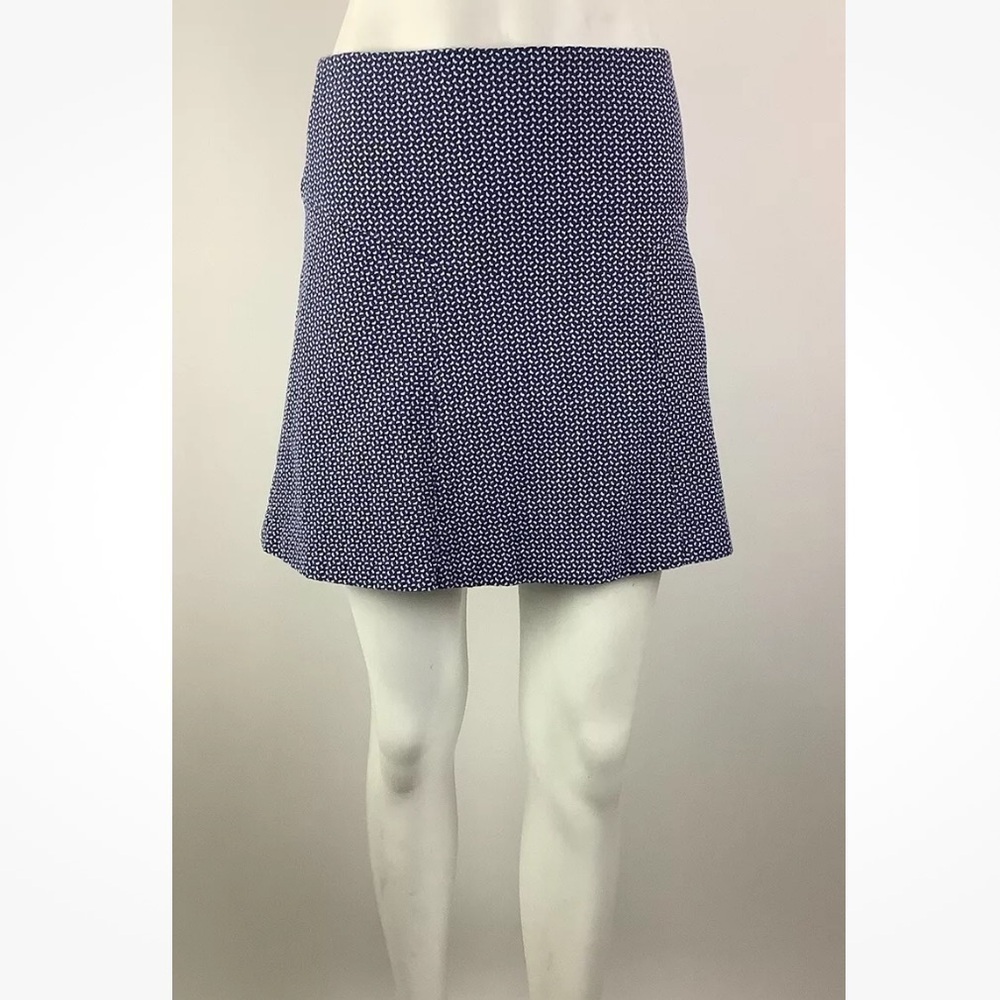 J McLaughlin Sz 2 Mini A-Line Dotted Skirt Blue Cotton Spandex Textured